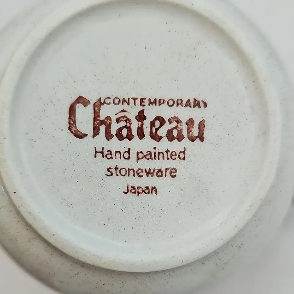 Chateau 1980's Japan Hand Painted Stoneware Kitchen Set w/Navy and Brown Accents